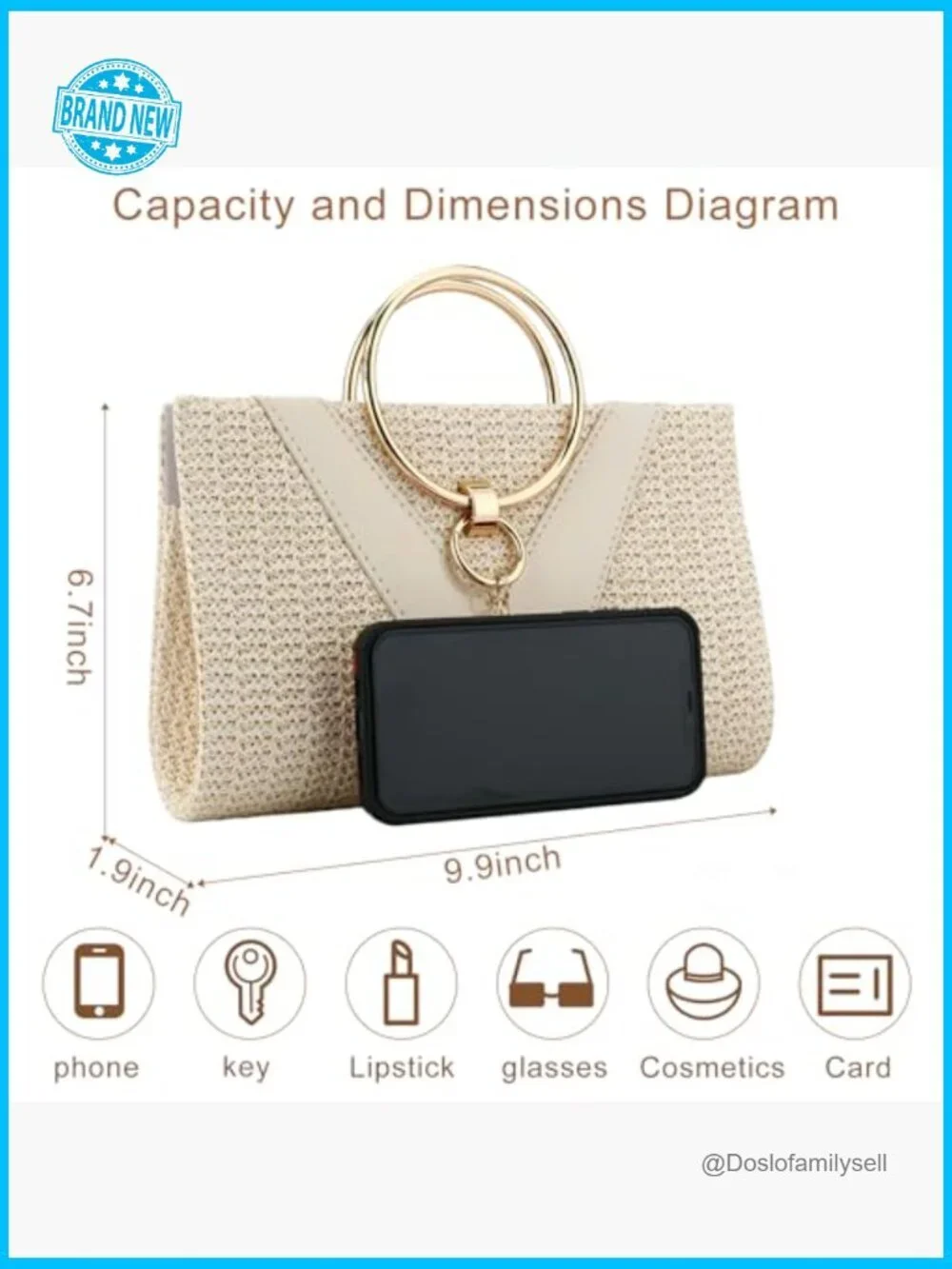 Straw Clutch Purse Handwoven Seagrass Tassel Detachable Chain Shoulder Bag Tote